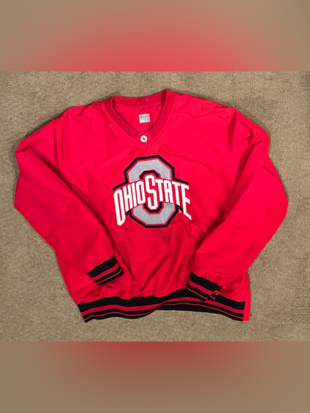 Ohio State Buckeyes Varsity Jacket Pullover Satin Men's XL Red Side Zip